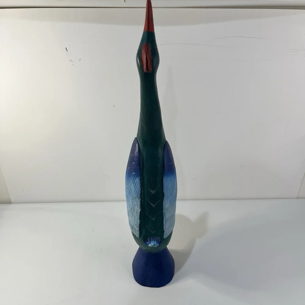 Vtg MCM Wood Swan‎ Long Neck Figurine 18.5